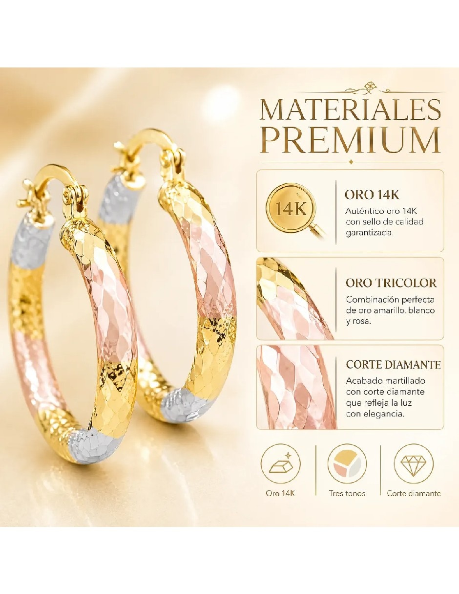 Arracadas de oro 14 K con acabado brillante 3