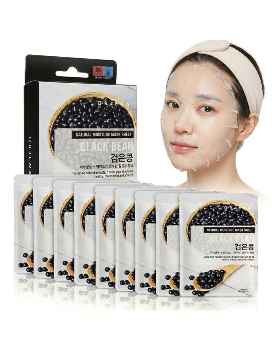 Mascarilla facial Natural Moisture Black Bean Mask Sheet para antiedad Orjena