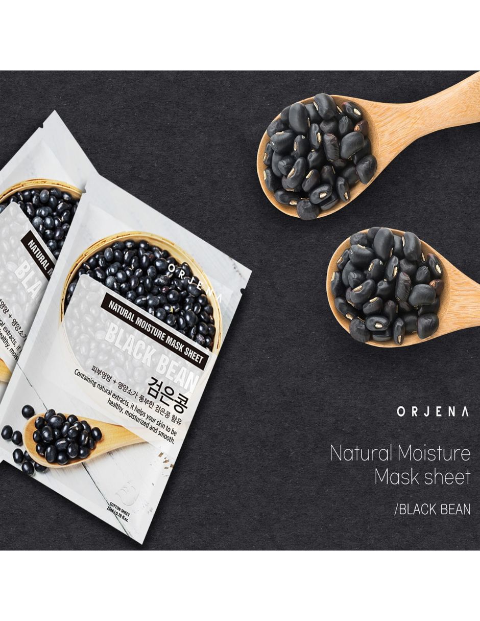Mascarilla facial Natural Moisture Black Bean Mask Sheet para antiedad Orjena