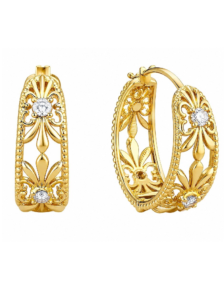 Arracadas de flor con acabado baño de oro 14 K
