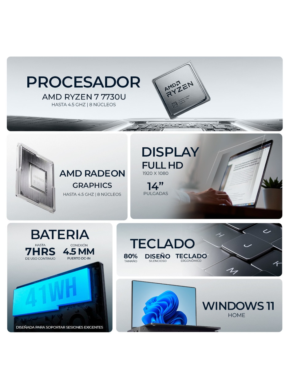 Laptop 245-R724512 14 pulgadas Full HD AMD Ryzen 7 Integradas 24 GB RAM 512 GB SSD 2