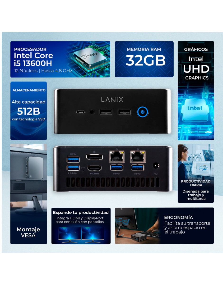 Mini PC MPCL-I532G512G Intel Core i5 Integrada 32 GB RAM 512 GB SSD 2