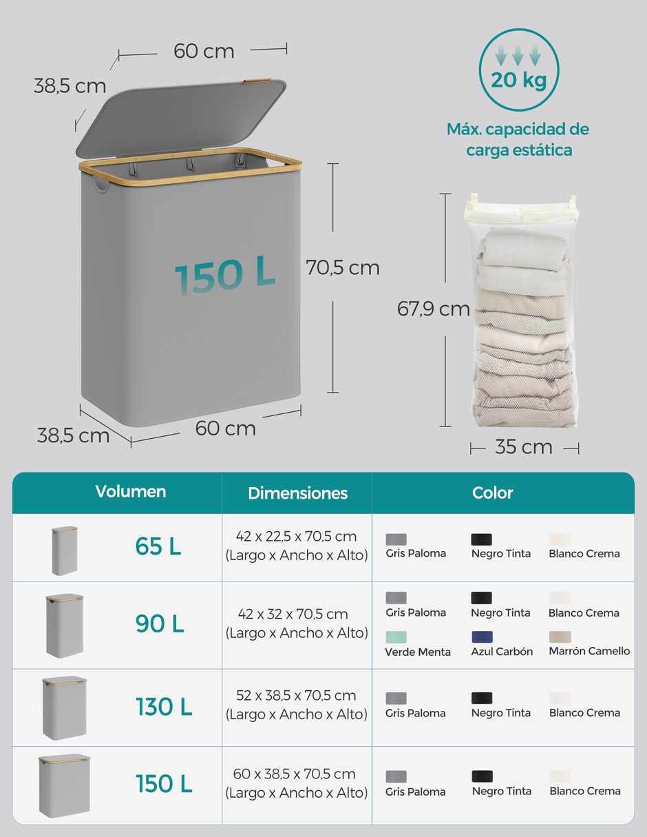Cesto para ropa Roxanne de bambú 7