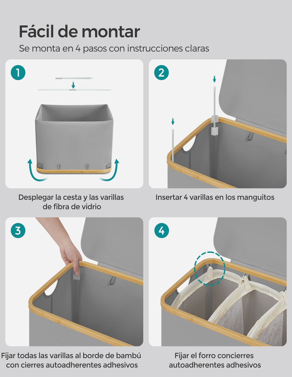 Cesto para ropa Roxanne de bambú 2