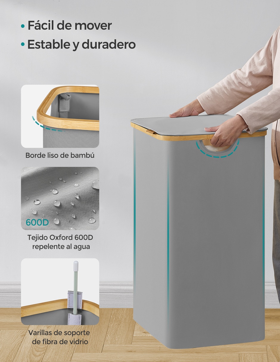 Cesto para ropa Roxanne de bambú 4