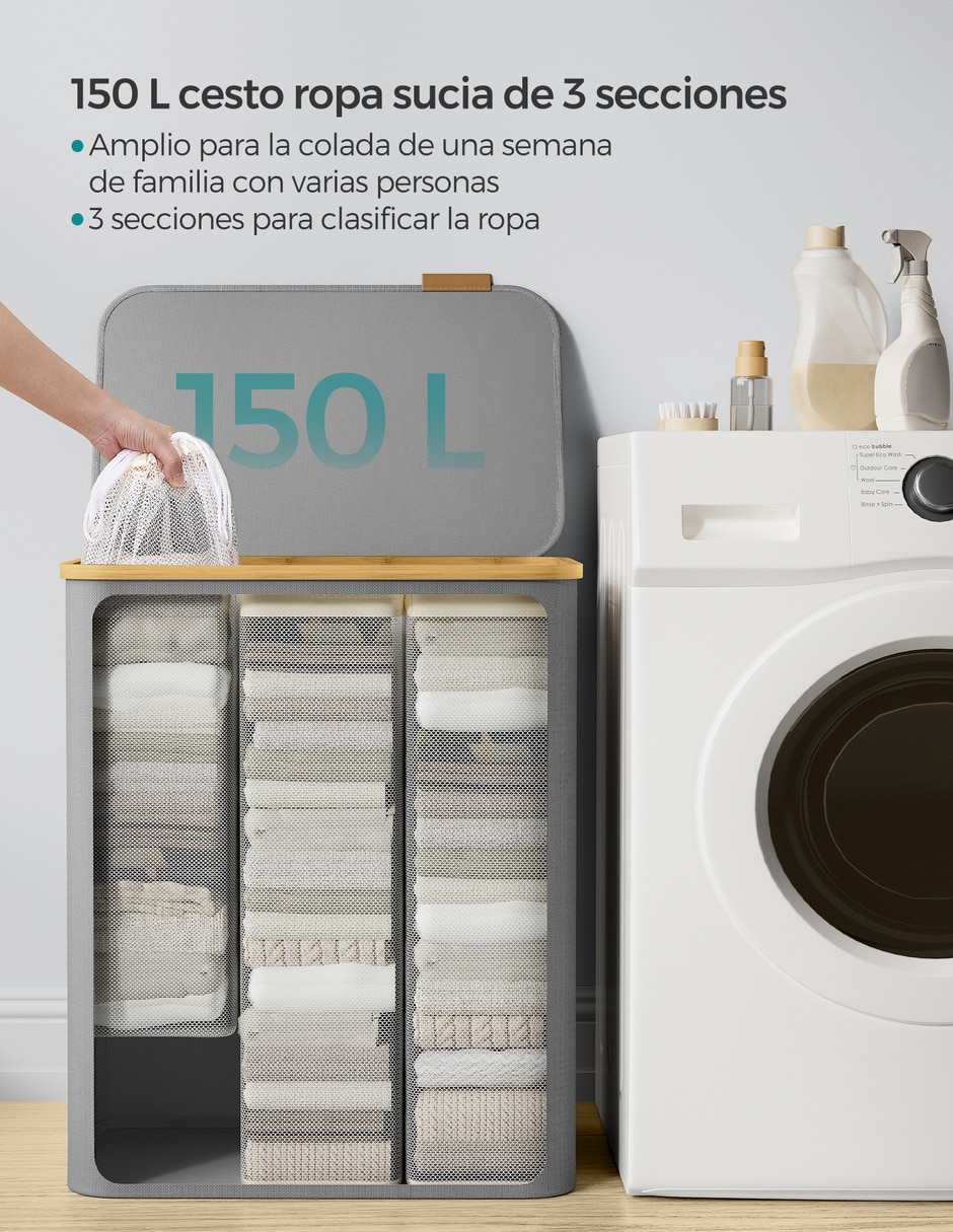 Cesto para ropa Roxanne de bambú 5