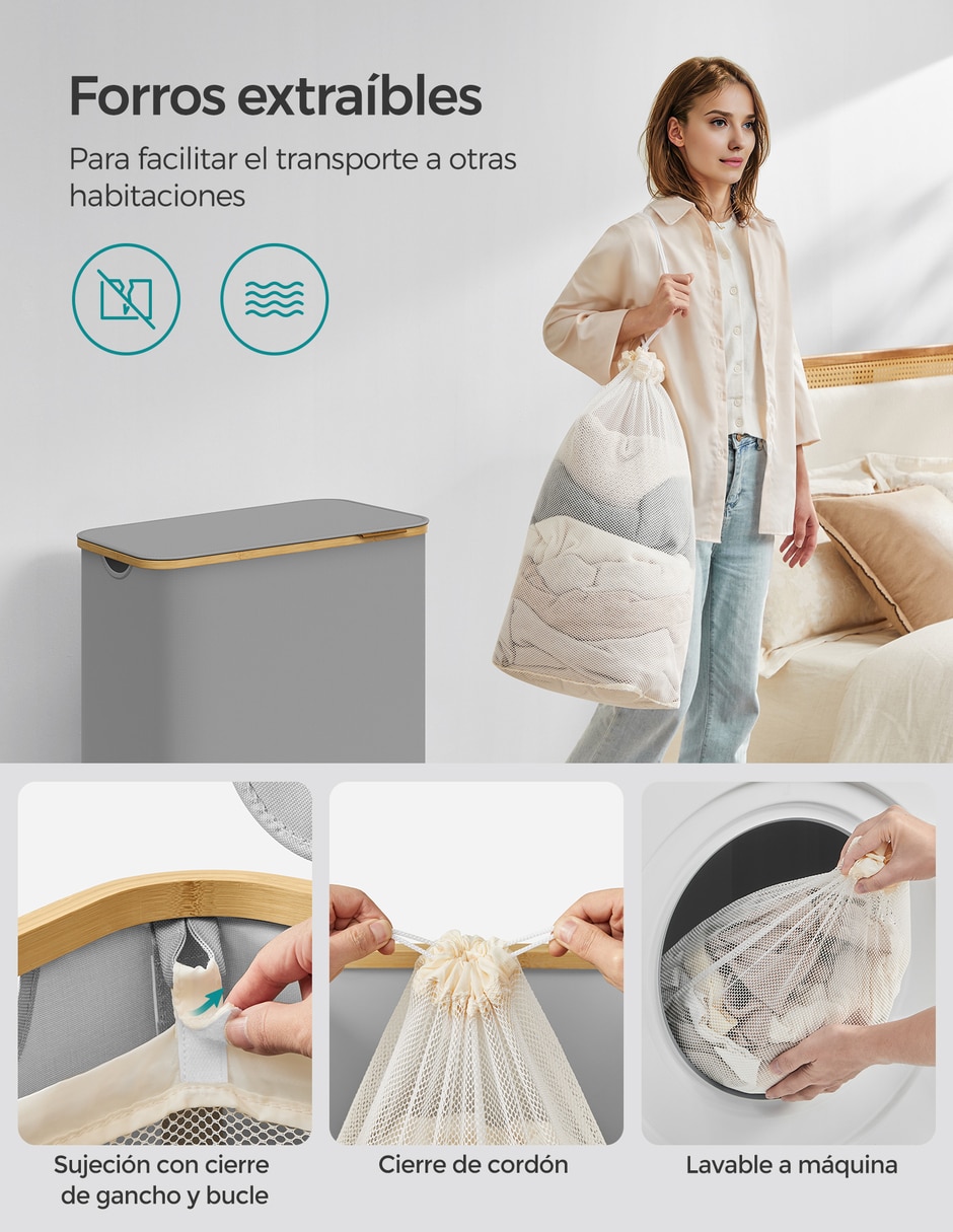 Cesto para ropa Roxanne de bambú 6