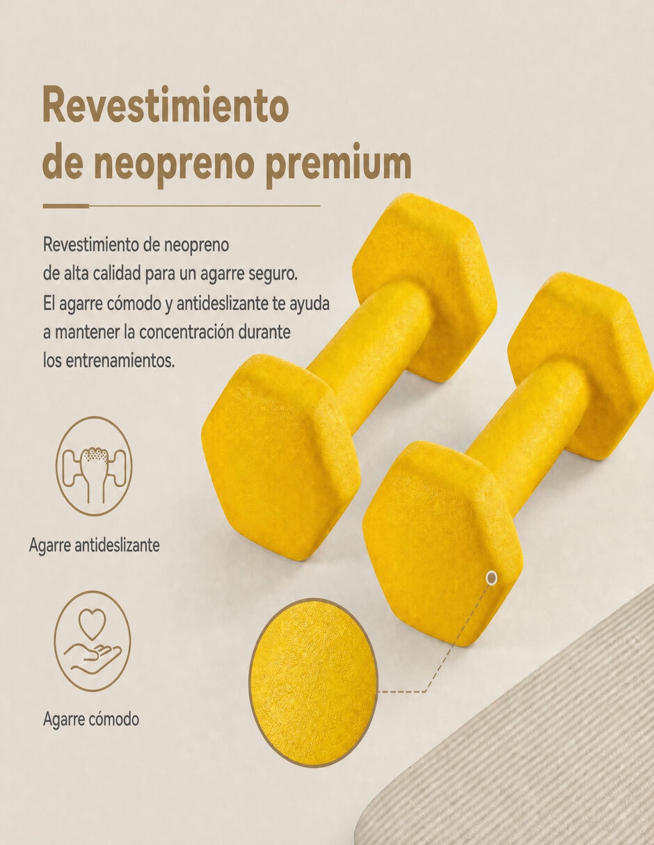 Set mancuernas de peso fijo 1 kg 2 piezas 2
