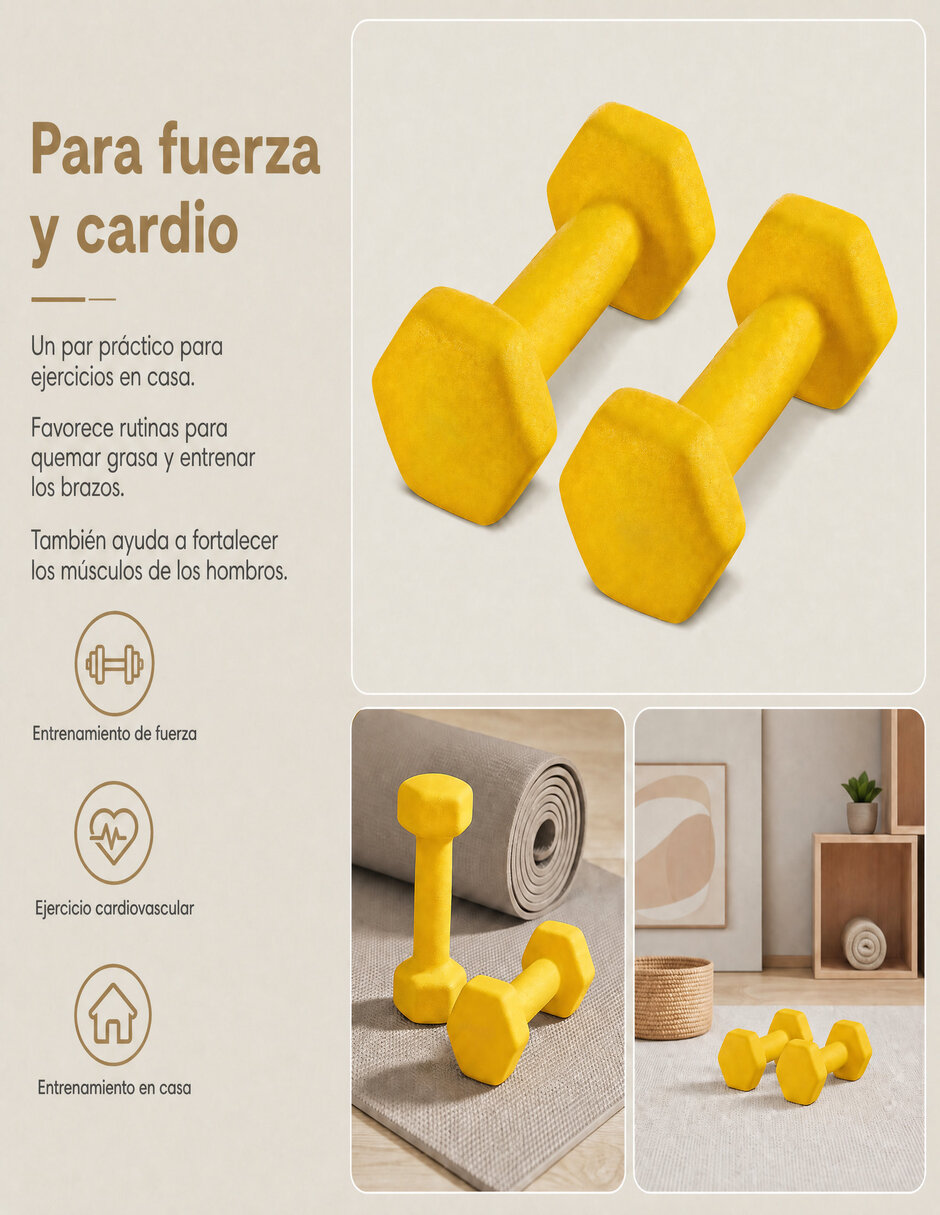 Set mancuernas de peso fijo 1 kg 2 piezas 4