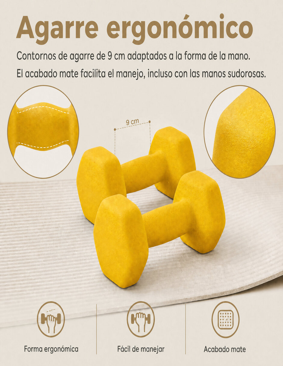 Set mancuernas de peso fijo 1 kg 2 piezas 5