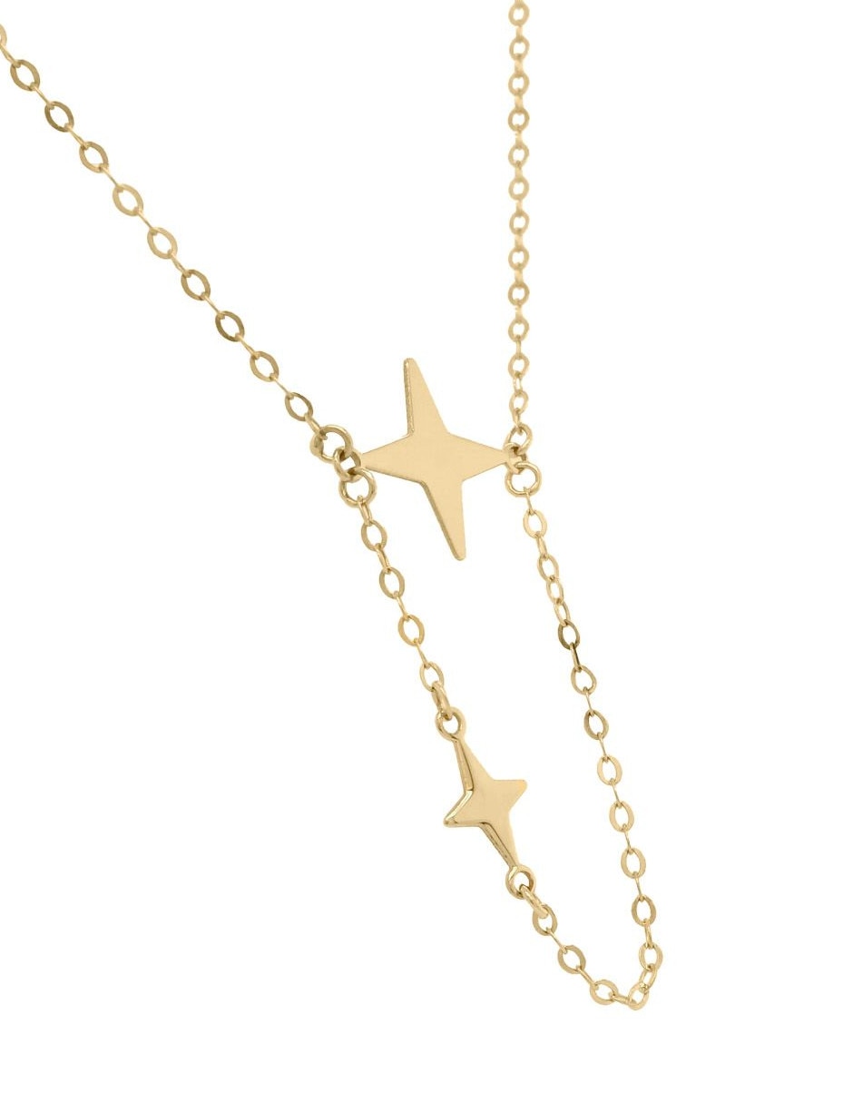 Collar con dije cristal joyas de oro amarillo 14 k