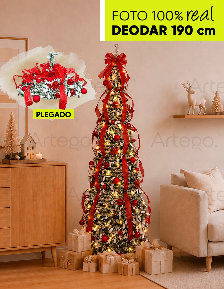 Árbol de navidad plegable deodar christmas tree de pvc con 180 luces 6