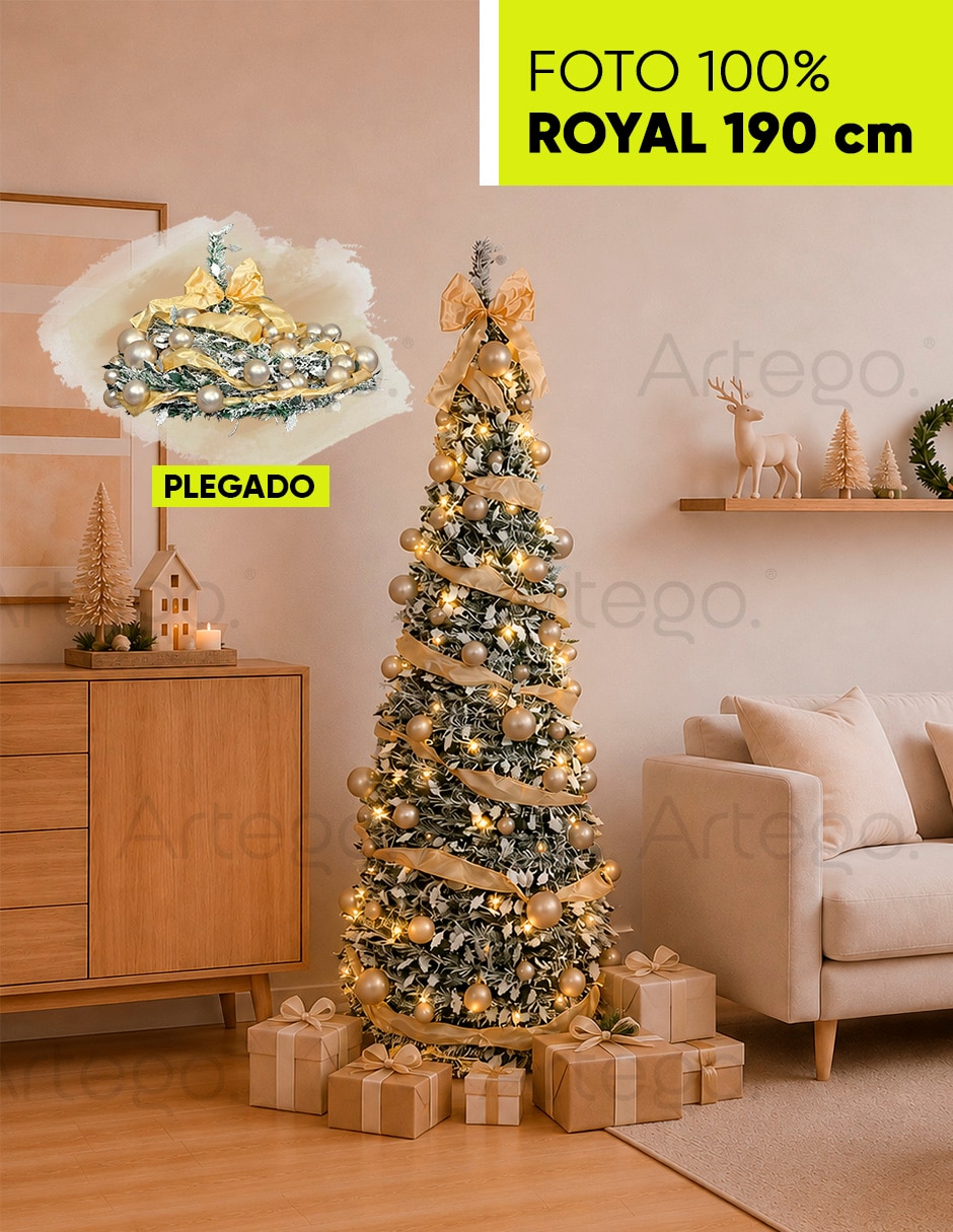 Árbol de navidad plegable royal christmas tree de pvc con 180 luces 6