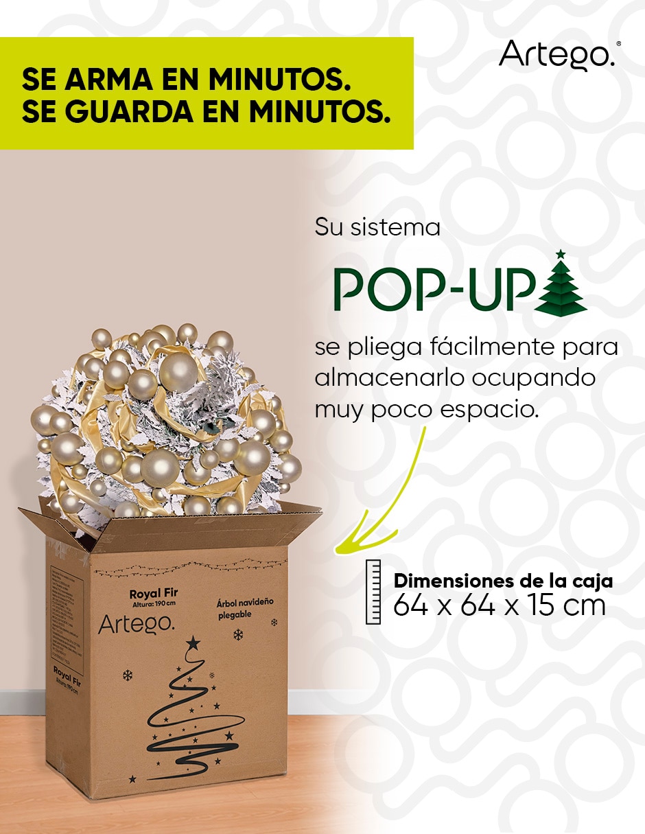 Árbol de navidad plegable royal christmas tree de pvc con 180 luces 3