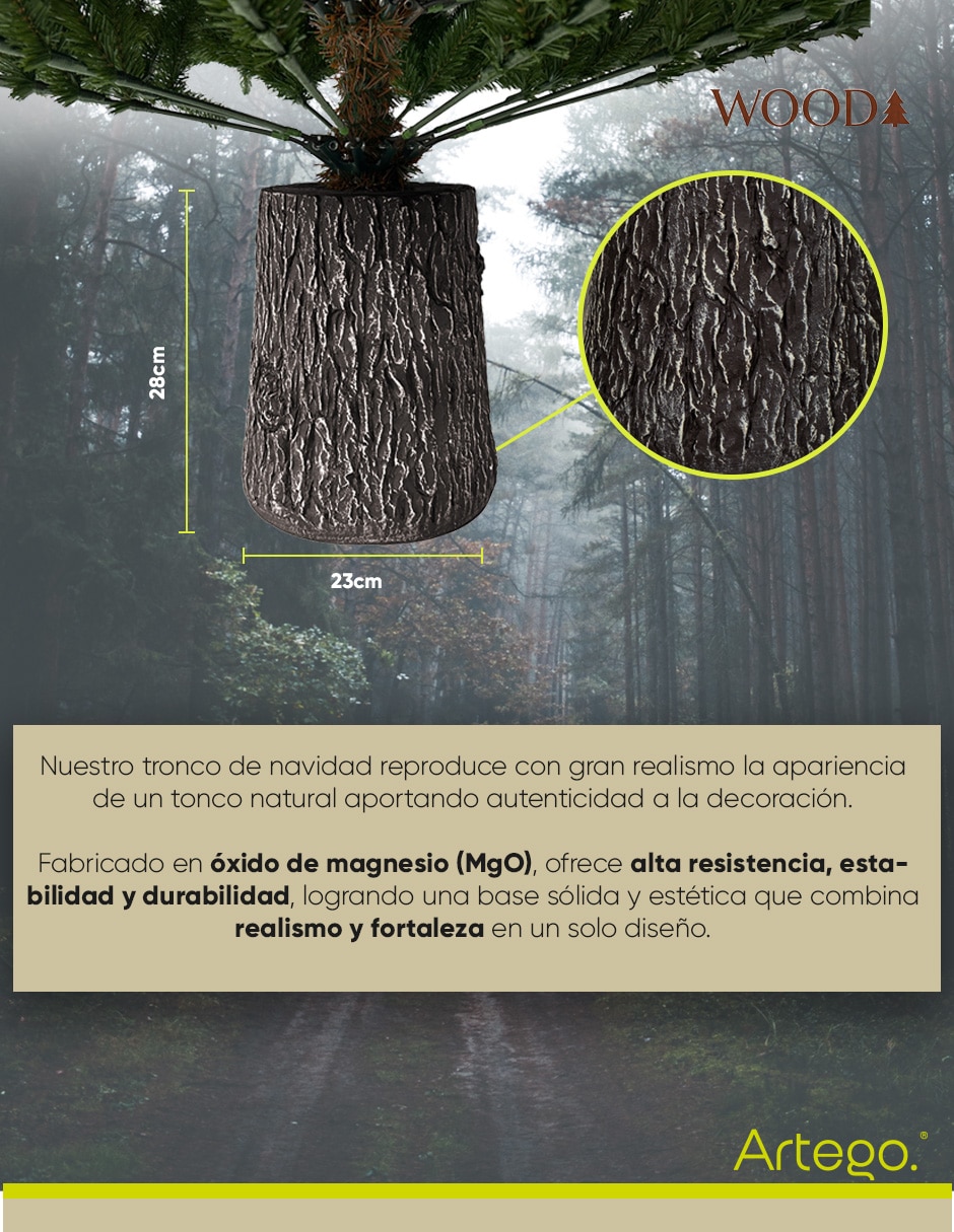 Árbol de navidad vista natural tronco realista de pvc