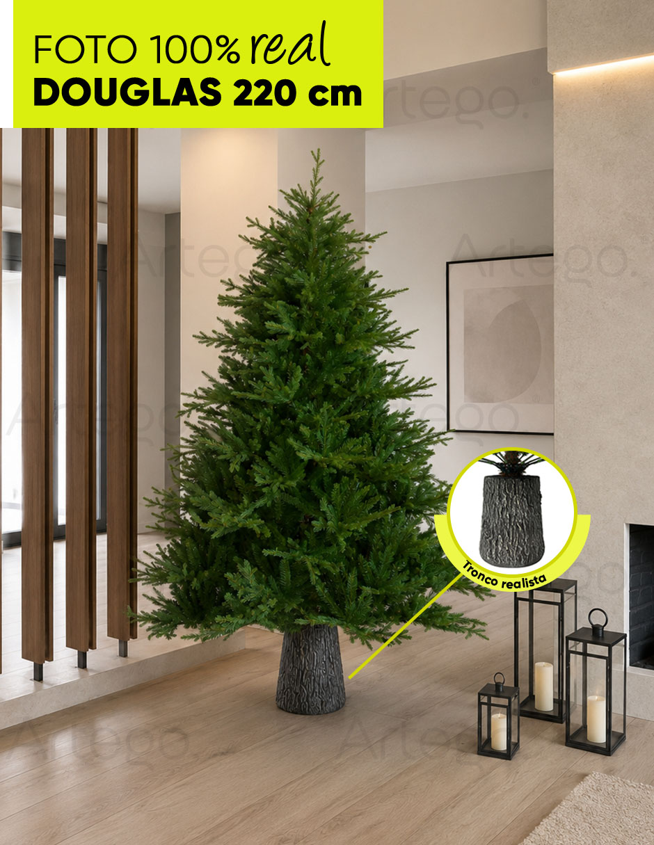 Árbol de navidad vista natural tronco realista de pvc