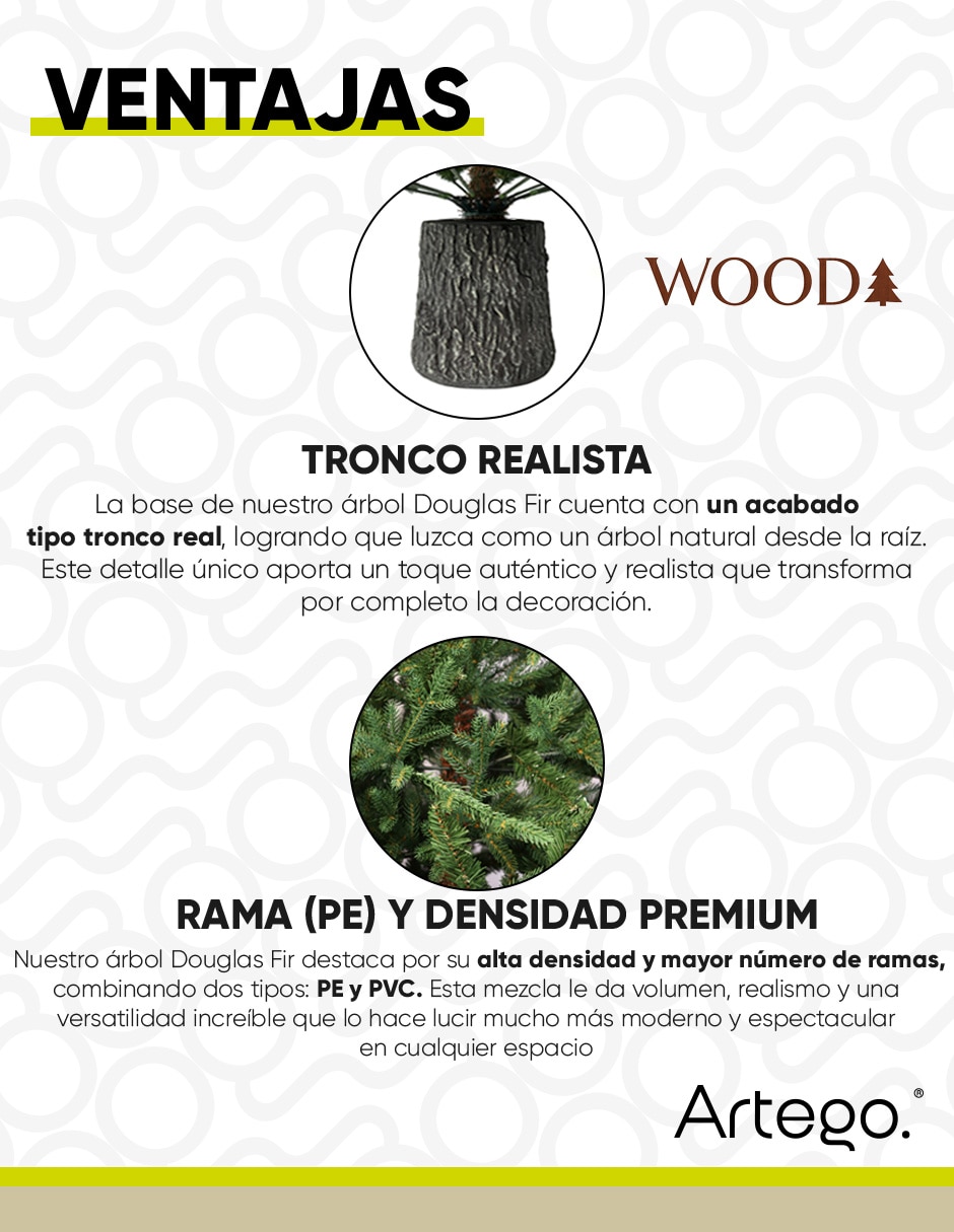 Árbol de navidad Vista Natural Tronco realista de PVC con Sin luces 7