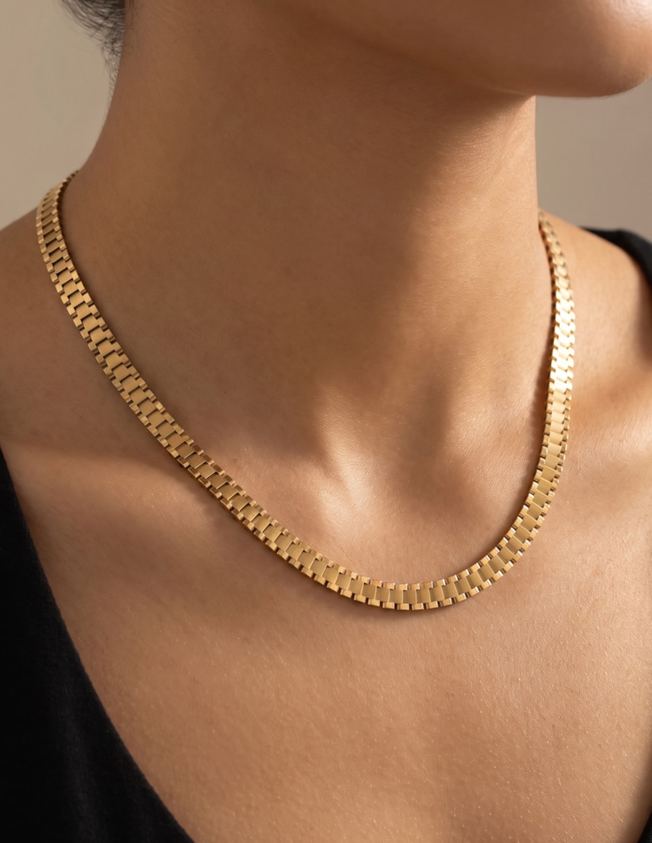 Cadena cristal joyas de oro amarillo 14 k