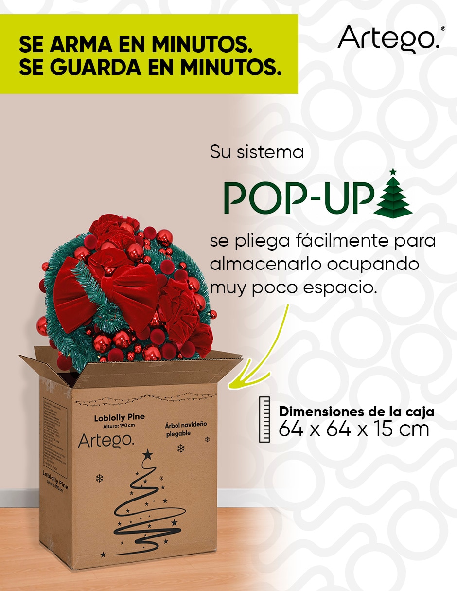 Árbol de navidad plegable loblolly de pvc con 180 luces 3