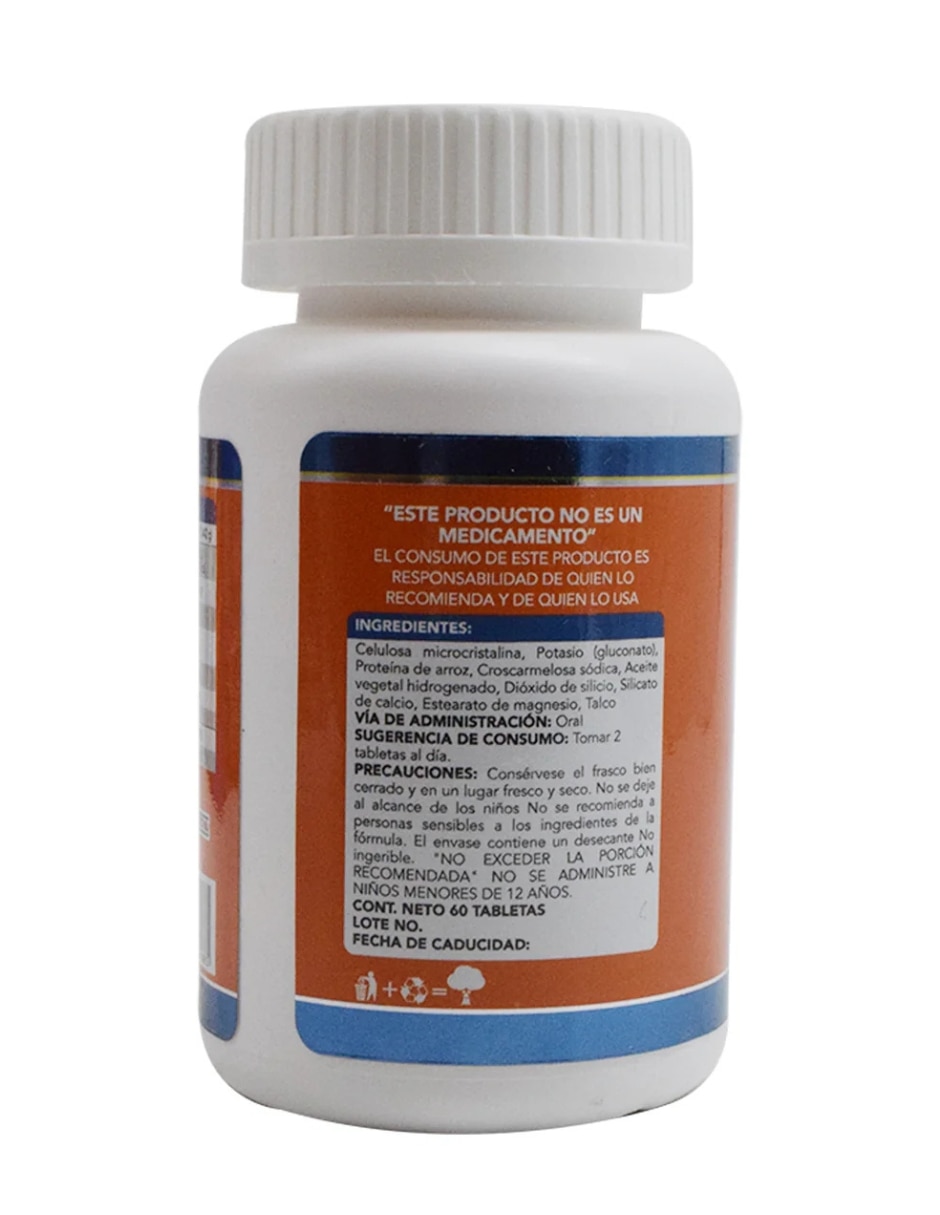 Gluconato de potasio ultra soya 60 tabletas con potasio 2