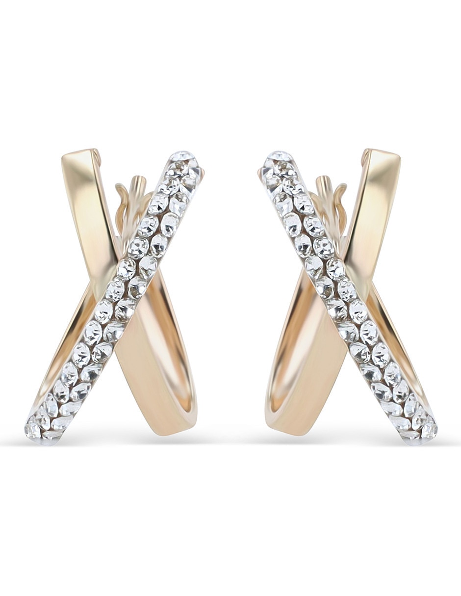 Arracadas joyerias bizzarro de oro amarillo 10 k con acabado brillante zirconia