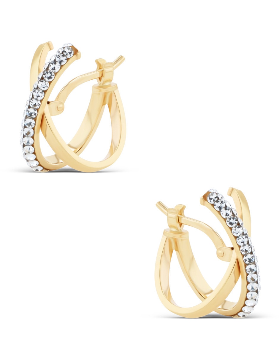 Arracadas joyerias bizzarro de oro amarillo 10 k con acabado brillante zirconia