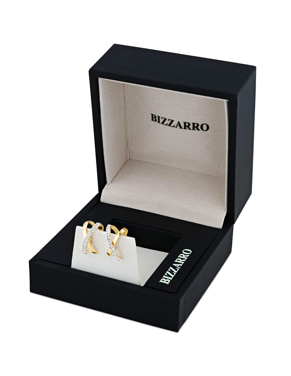 Arracadas joyerias bizzarro de oro amarillo 10 k con acabado brillante zirconia