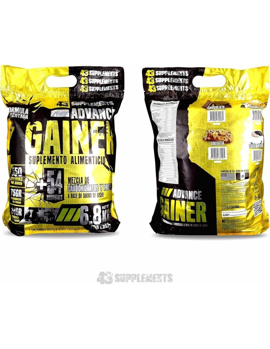 Proteína advance gainer ganador de masa 6.8kg 43 supplements sabor chocolate 2