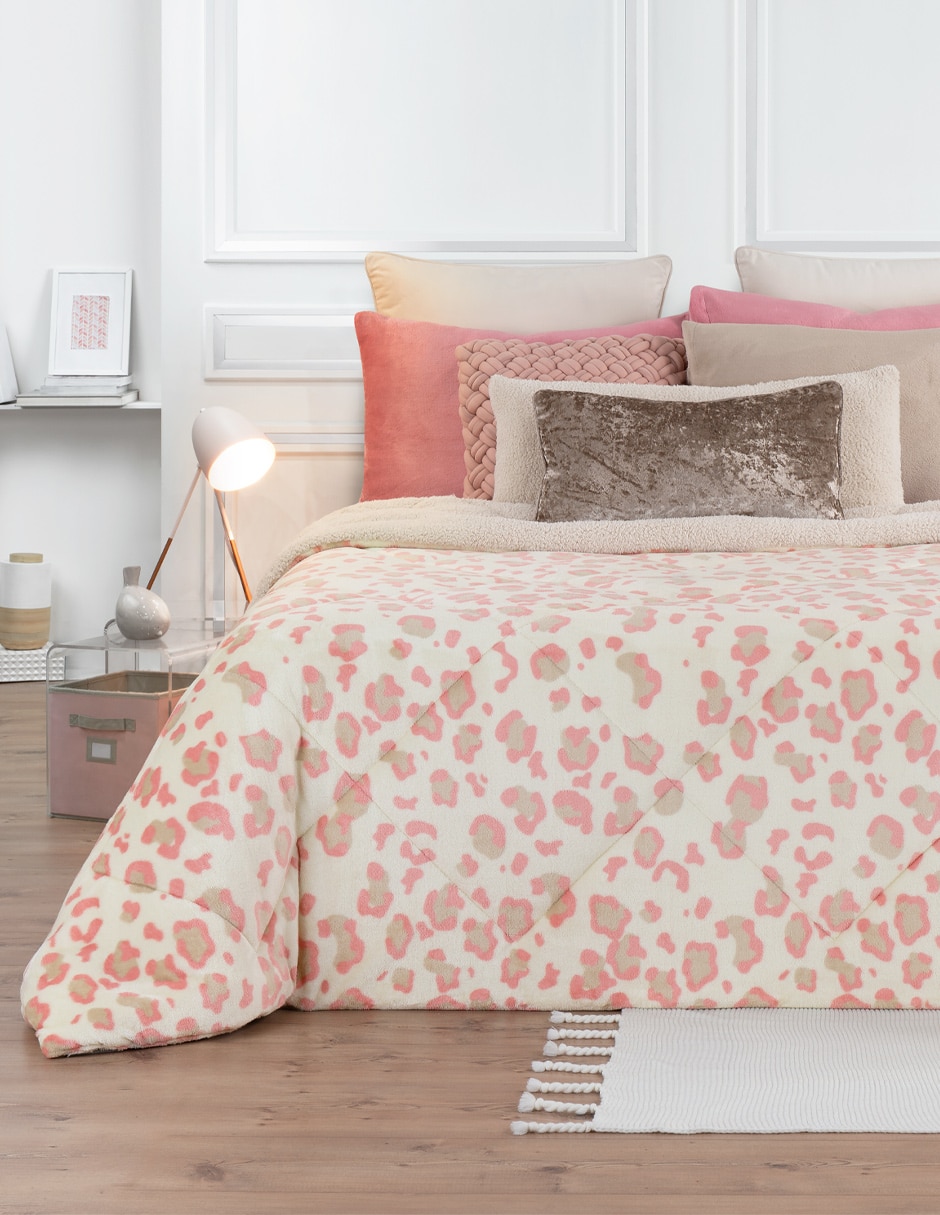 Cobertor premium doble vista borrega anika estampado animal
