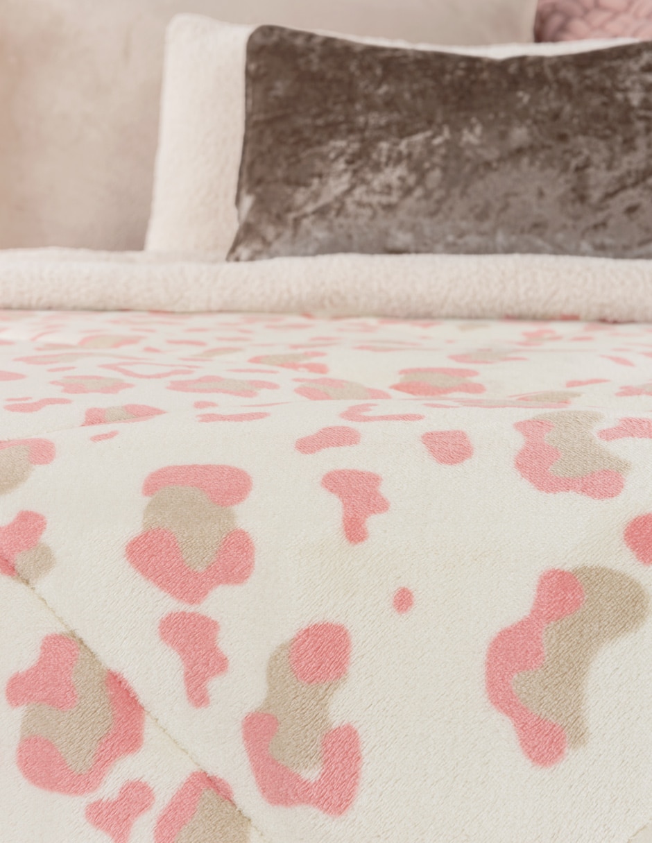 Cobertor premium doble vista borrega anika estampado animal 2