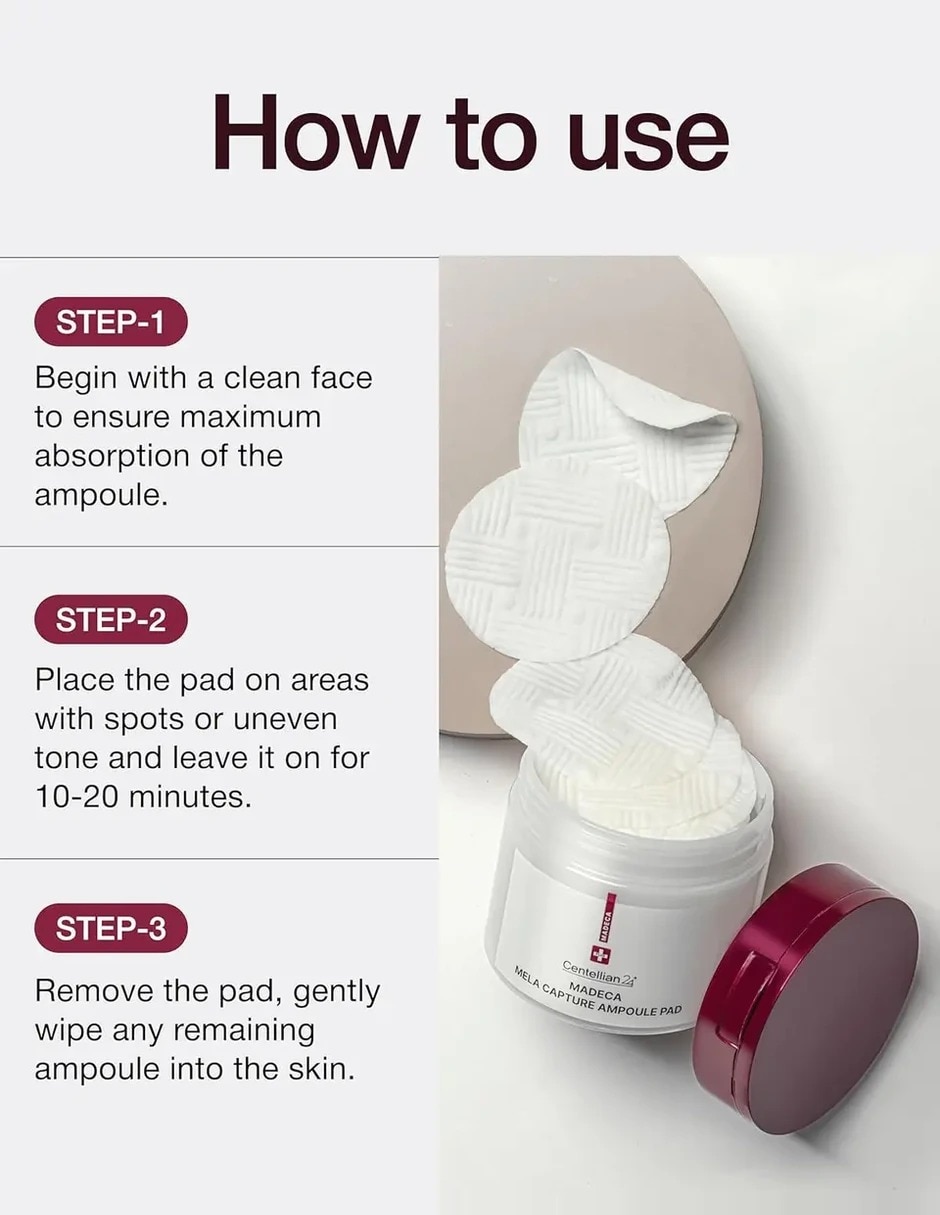 Parches para rostro centellian24 madeca mela capture ampoule pad 60 pzs madeca mela capture 8