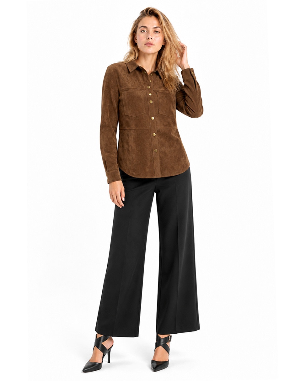 Blusa camisera foley's manga larga para mujer
