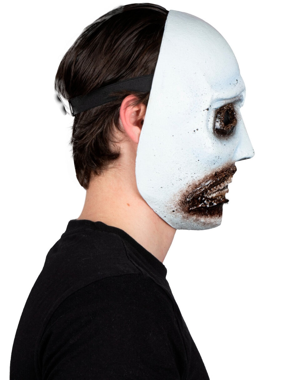 Máscara para disfraz de cara triste creepy látex duro 3