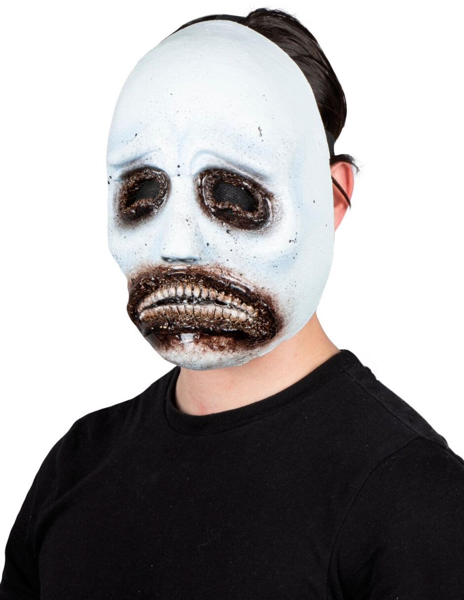 Máscara para disfraz de cara triste creepy látex duro 4