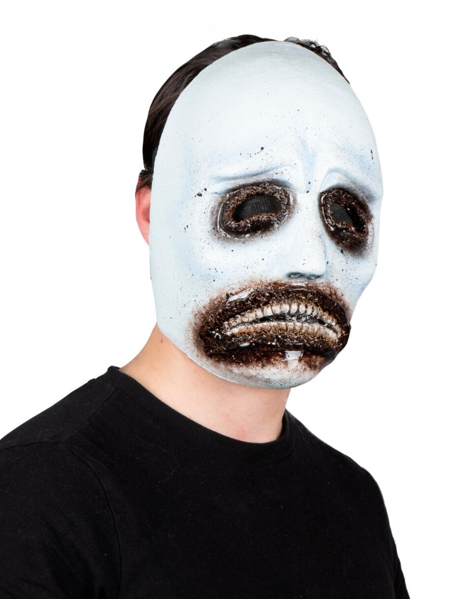 Máscara para disfraz de cara triste creepy látex duro 6