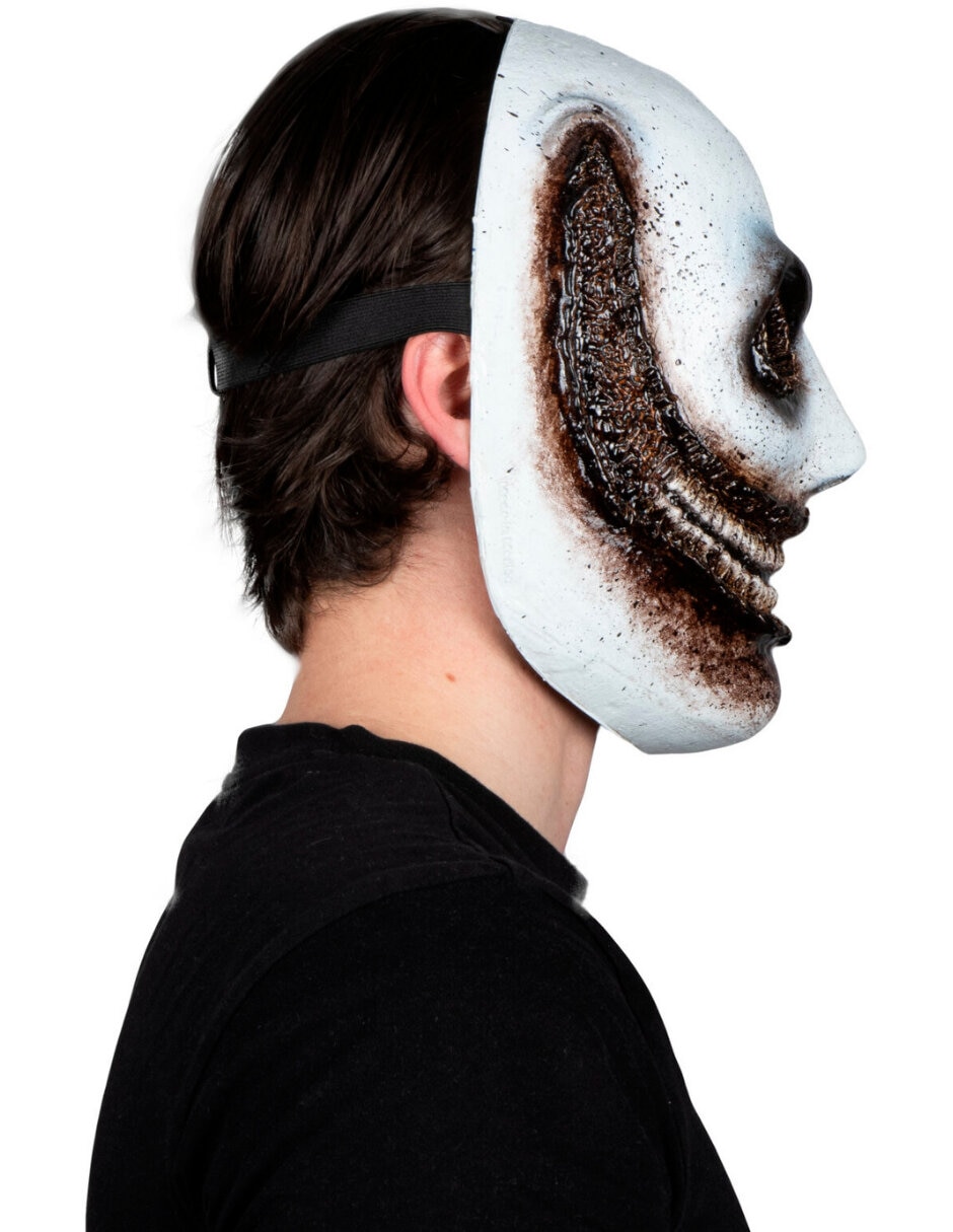 Máscara para disfraz de máscara de sonrisa creepy látex duro 4