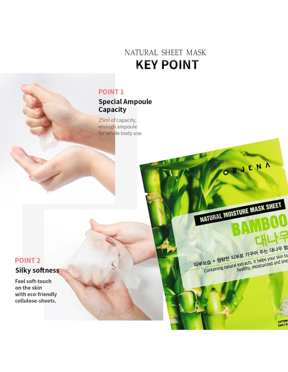 Mascarilla facial natural moisture bamboo mask sheet 25ml - mascarilla celulosa bambú purificante para purificar orjena mascarilla 3
