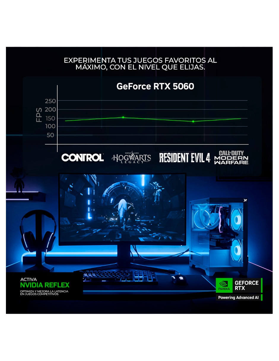 Computadora gamer 27 pulgadas full hd amd ryzen 7 nvidia geforce rtx 5060 16 gb ram 1 tb ssd 2