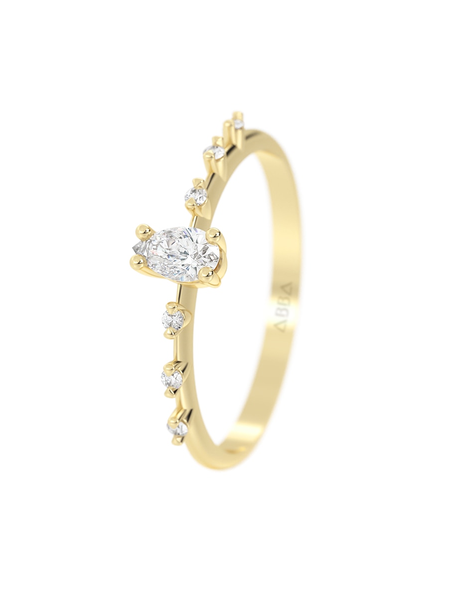 Anillo 10 k de oro zirconia brillante 6
