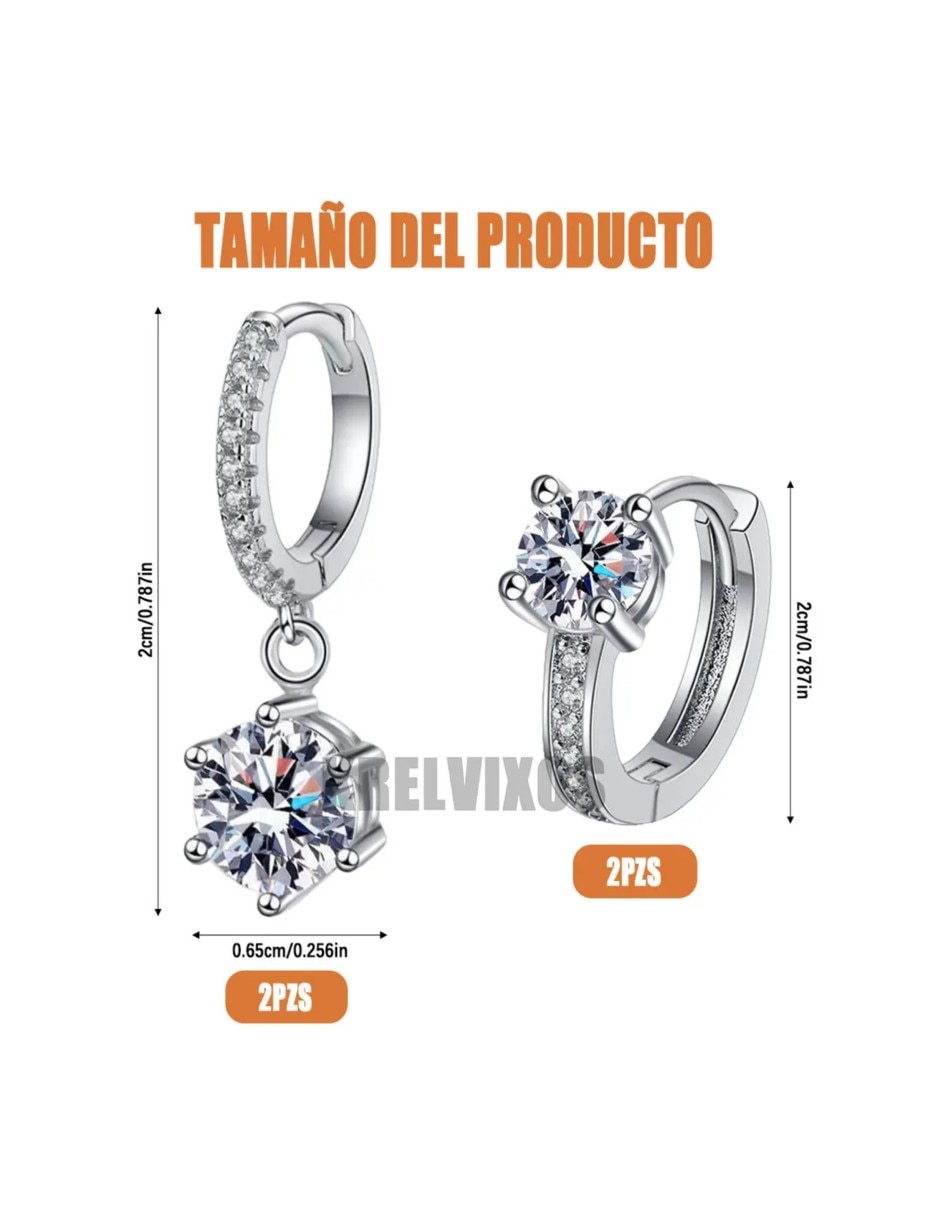 Aretes largos de gota friends de plata con acabado chapa de plata cristal 2
