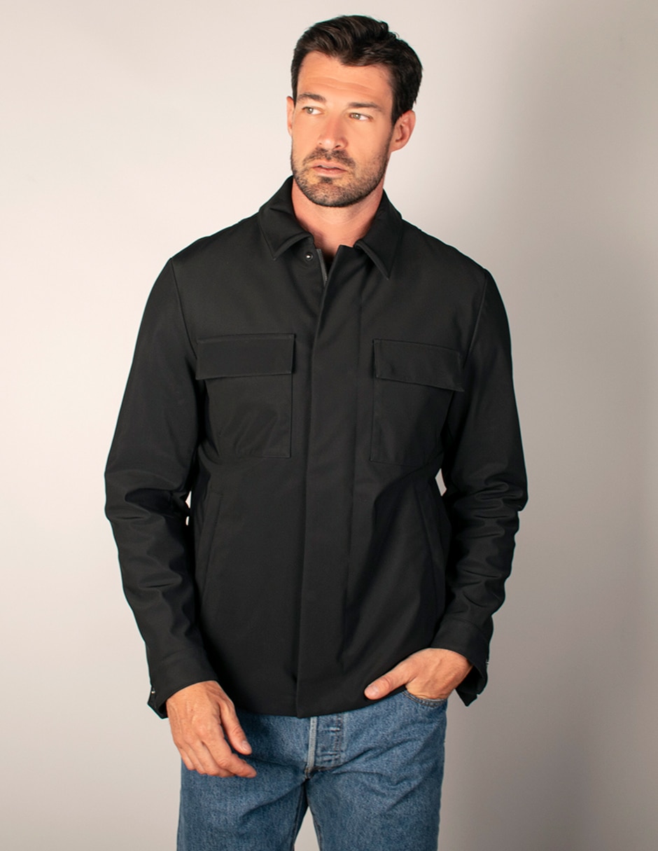 Chamarra casual chamarra cuello camisero cuello a contraste para hombre 1