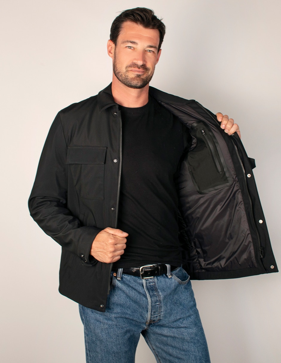 Chamarra casual chamarra cuello camisero cuello a contraste para hombre 2