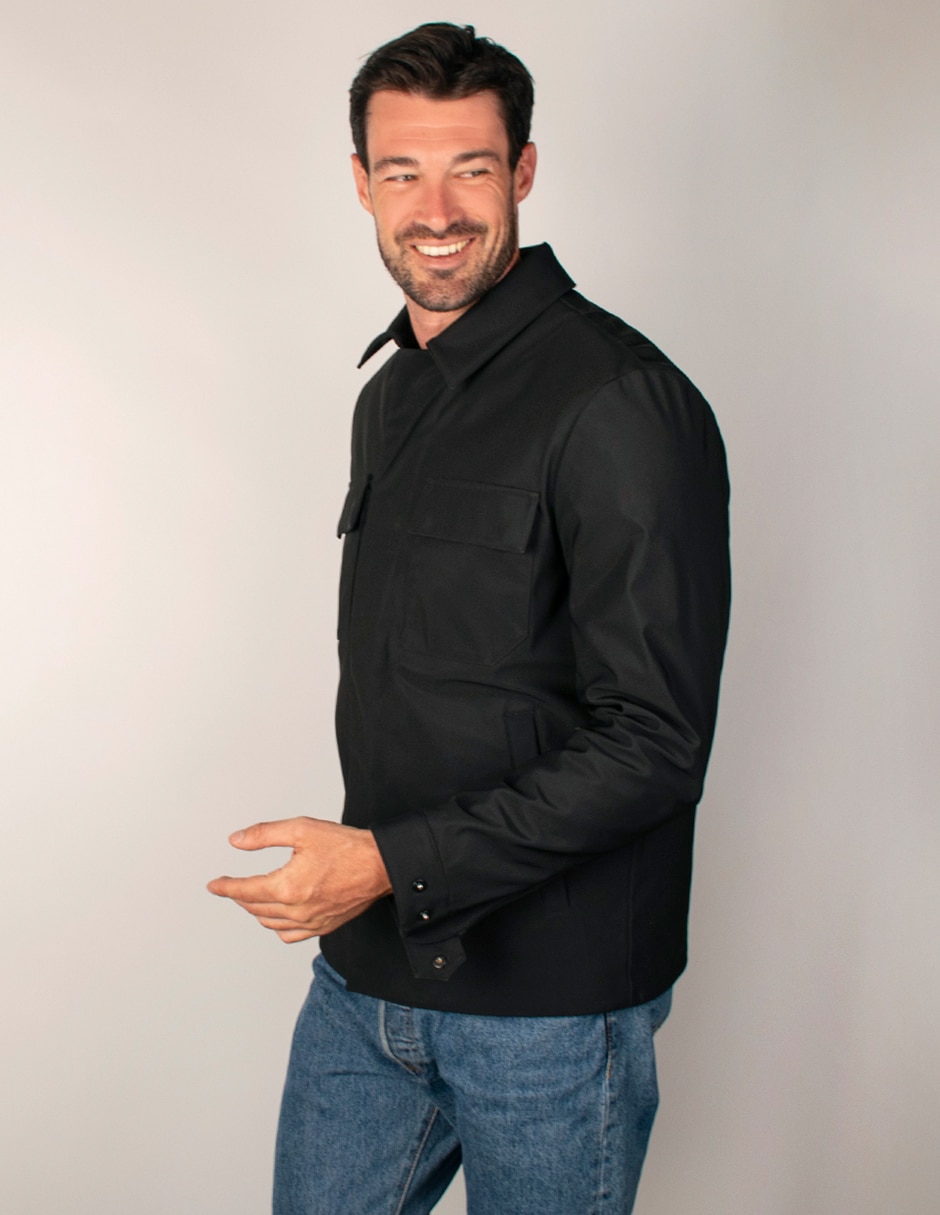 Chamarra casual chamarra cuello camisero cuello a contraste para hombre 4