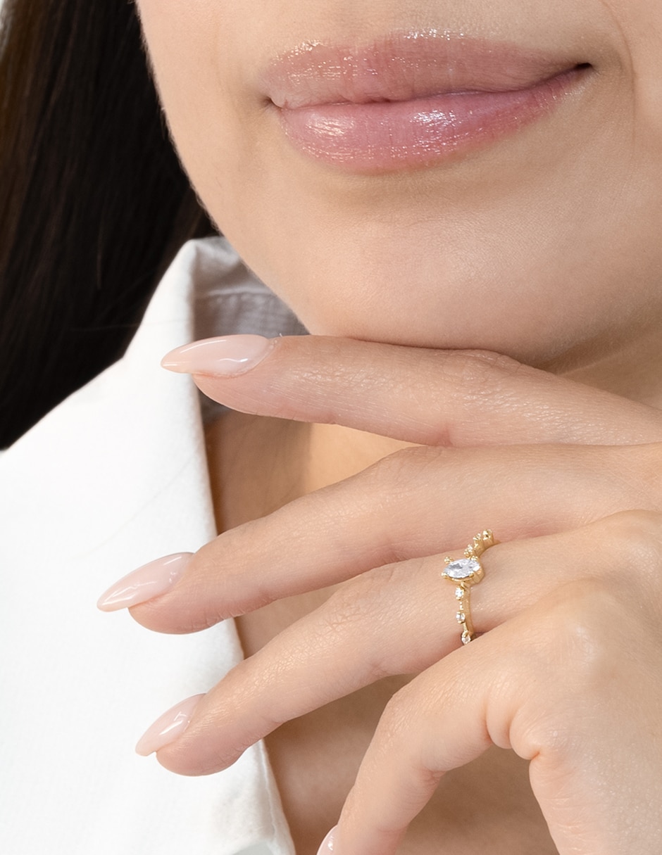 Anillo 10 k de oro zirconia brillante 2