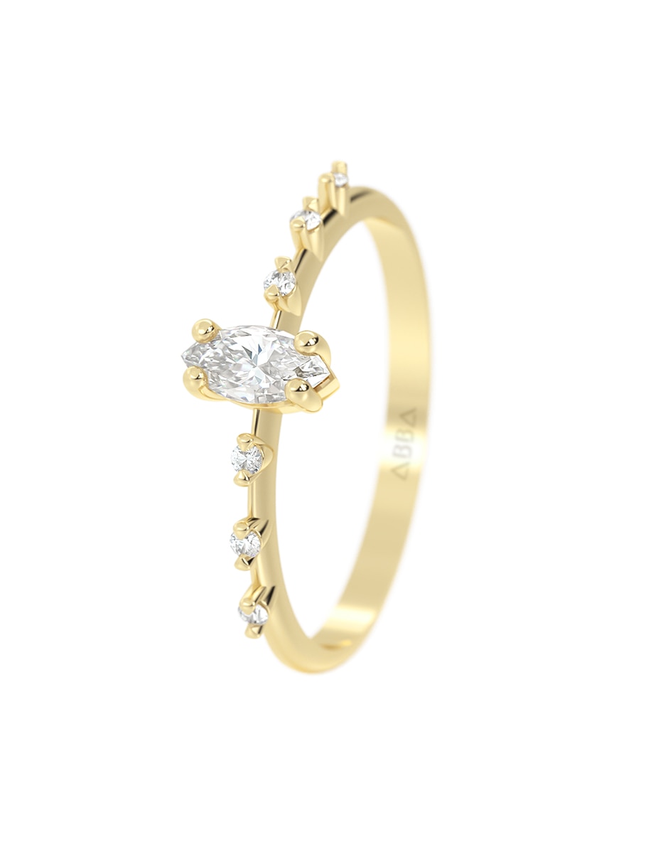 Anillo 10 k de oro zirconia brillante 5