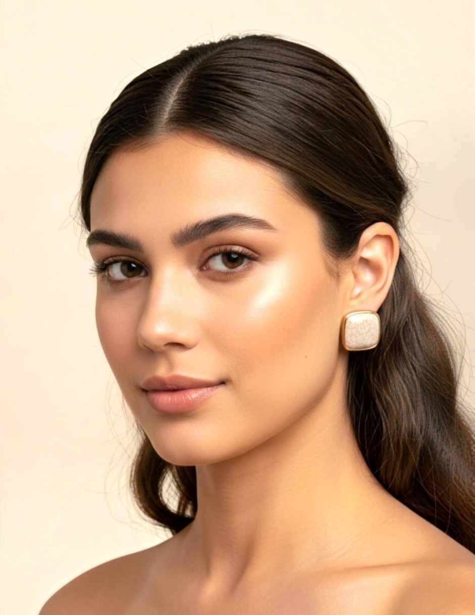 Aretes cortos cuadrados de acrílico con acabado brillante 5
