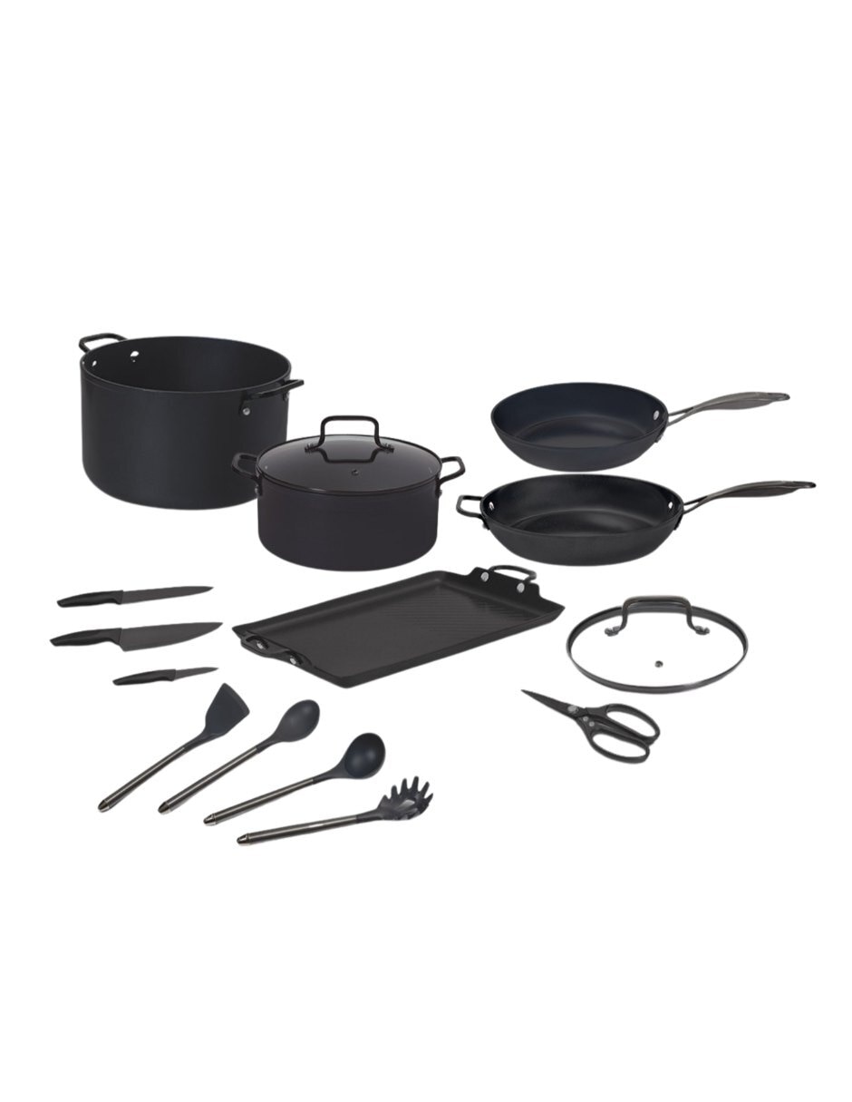 Batería de cocina jade black 15 de cerámica antiadherente cerámica 15 piezas