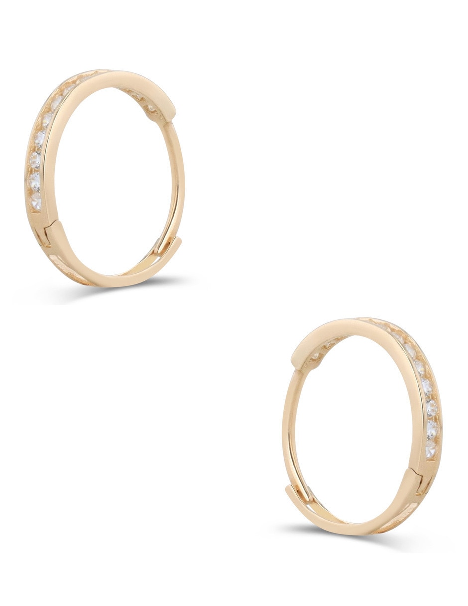 Arracadas joyerias bizzarro de oro amarillo 14 k con acabado brillante zirconia 2