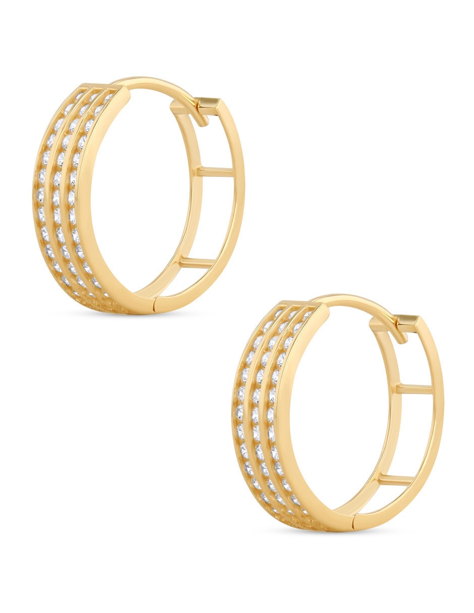 Arracadas joyerias bizzarro de oro amarillo 14 k con acabado brillante zirconia 2