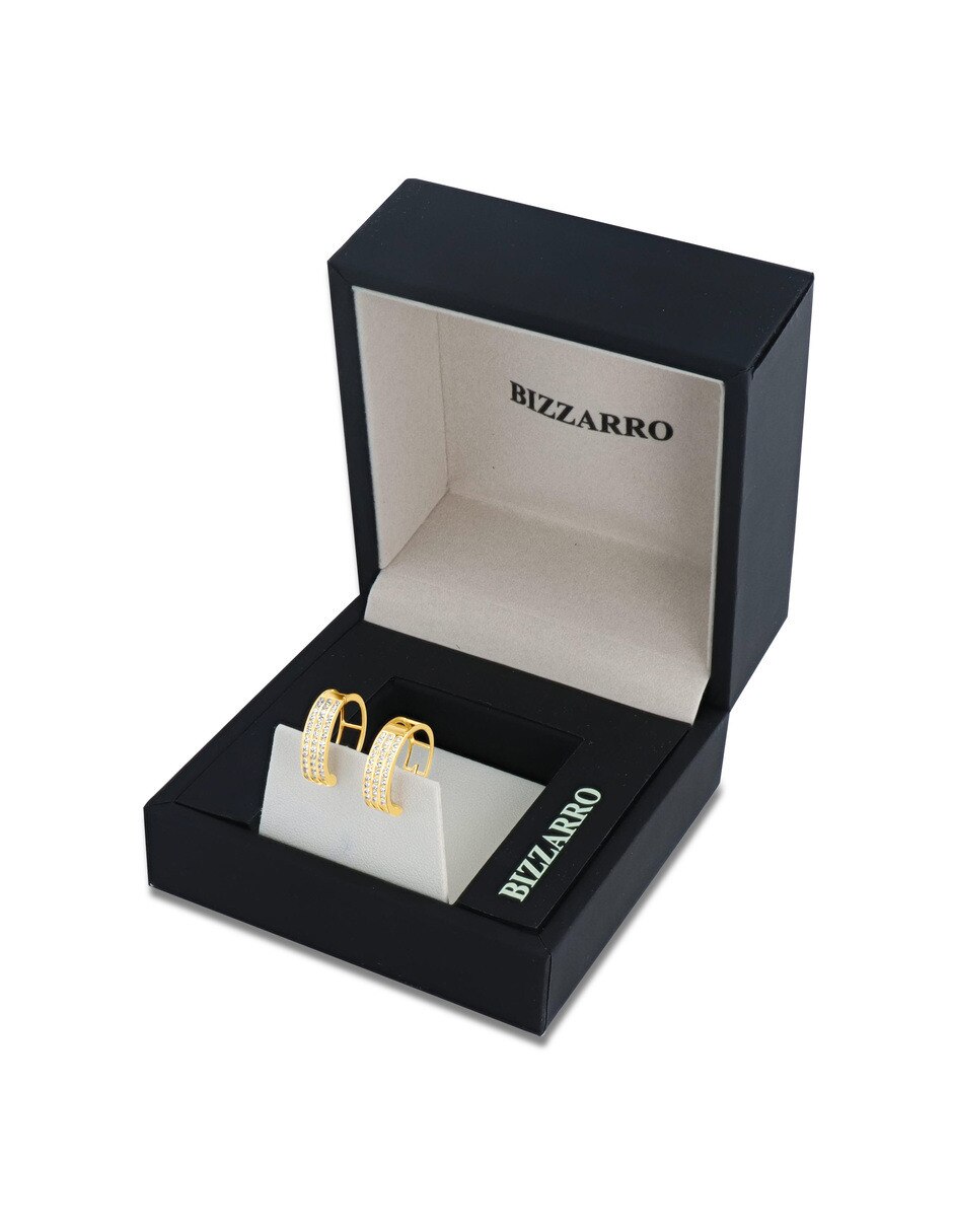 Arracadas joyerias bizzarro de oro amarillo 14 k con acabado brillante zirconia 3
